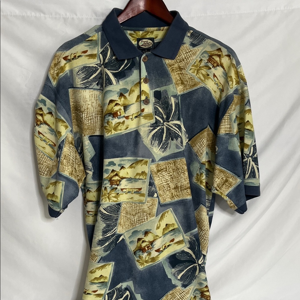 Tommy Bahama Navy and Beige “Cotton” Graphic Polo